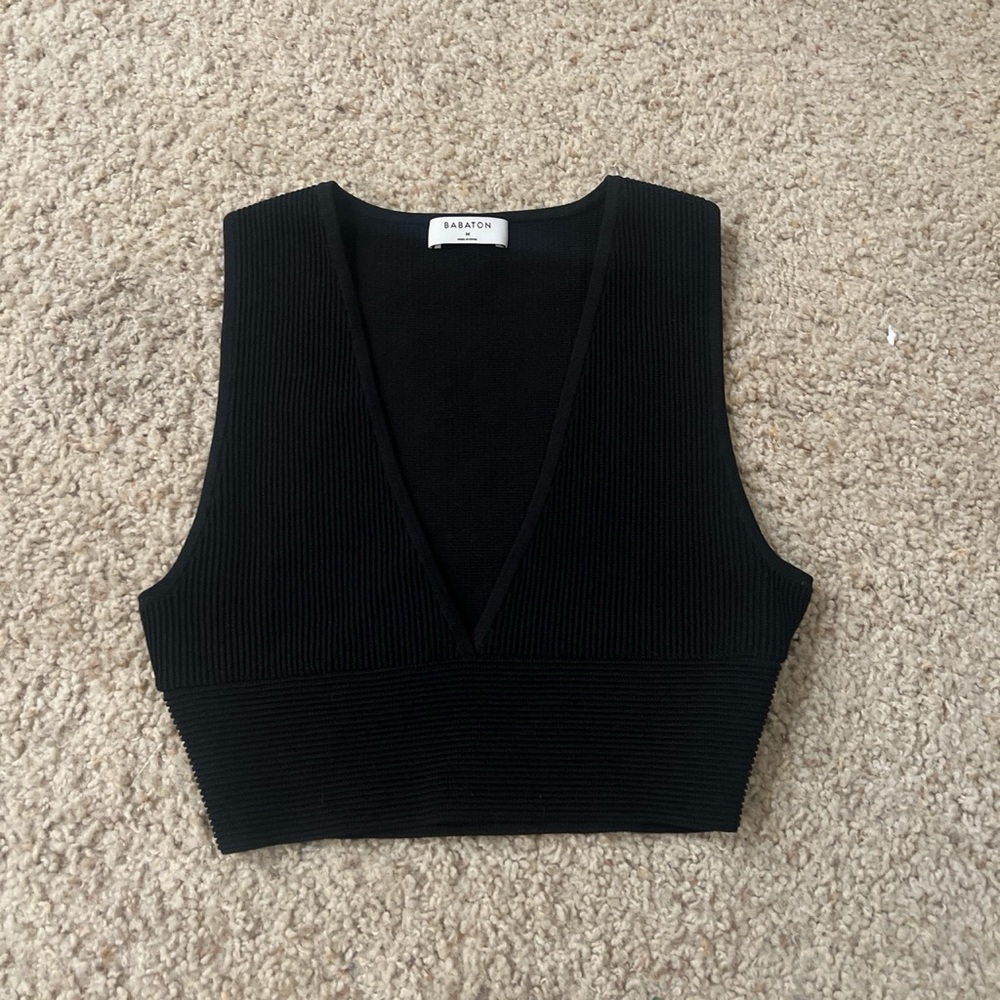 Aritzia Black Ribbed Crop Top